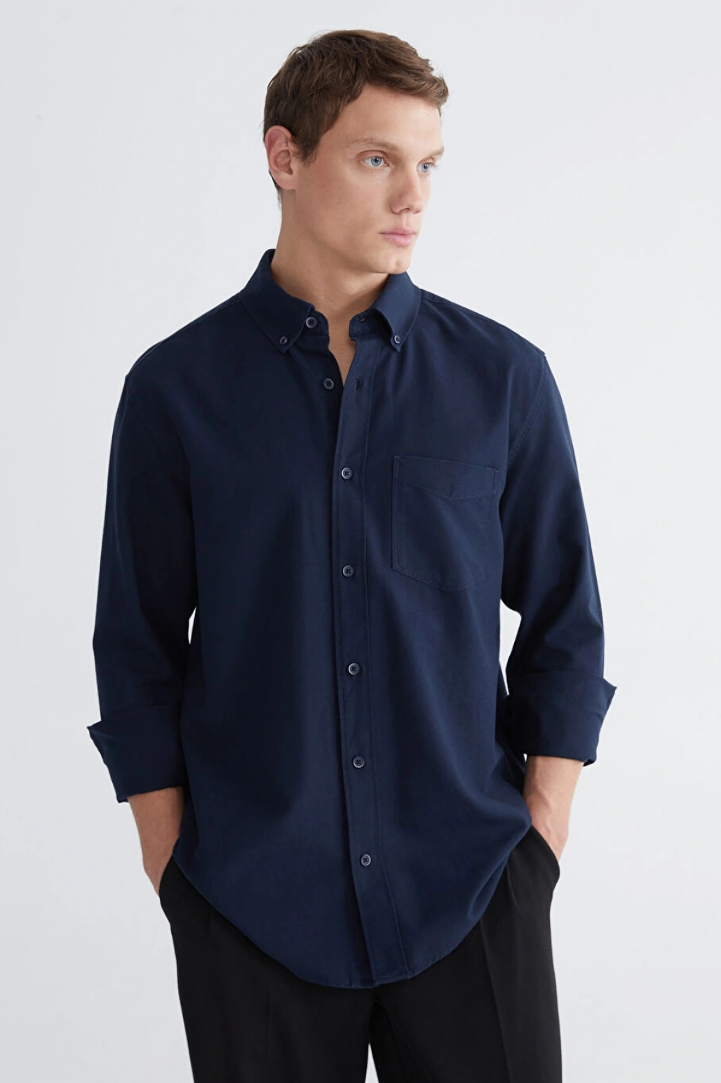 LCW Vision Lacivert Regular Fit Uzun Kollu Erkek Gömlek