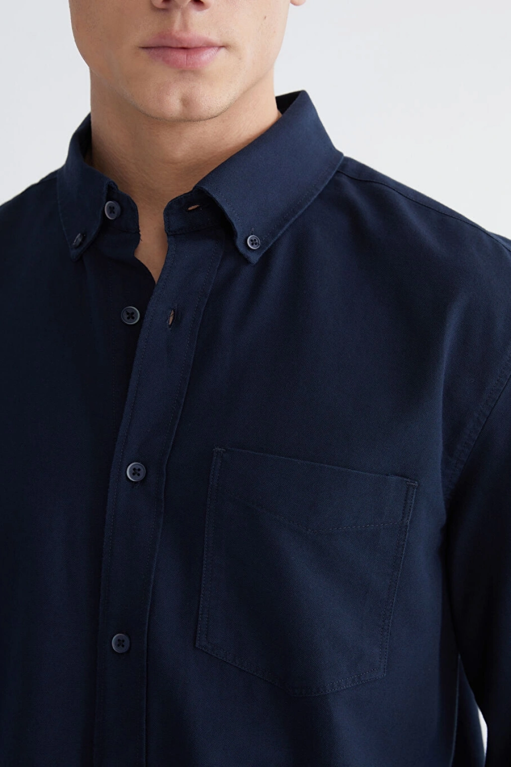 LCW Vision Lacivert Regular Fit Uzun Kollu Erkek Gömlek