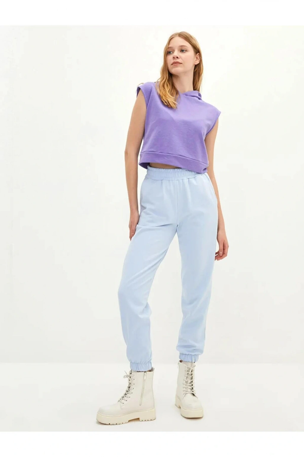 LCW Vision Mavi Beli Lastikli Düz Cep Detaylı Kadın Jogger Eşofman Altı