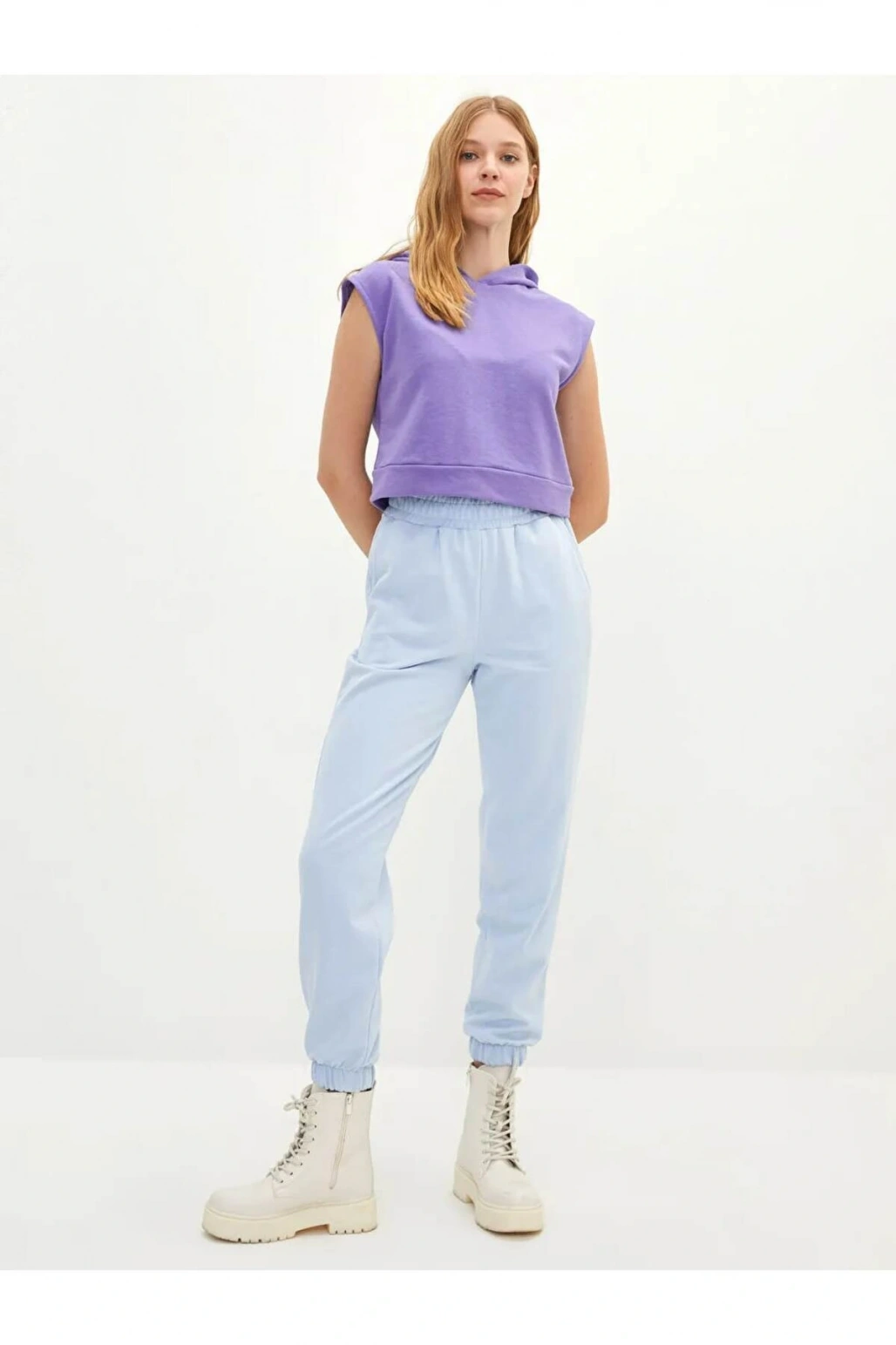 LCW Vision Mavi Beli Lastikli Düz Cep Detaylı Kadın Jogger Eşofman Altı