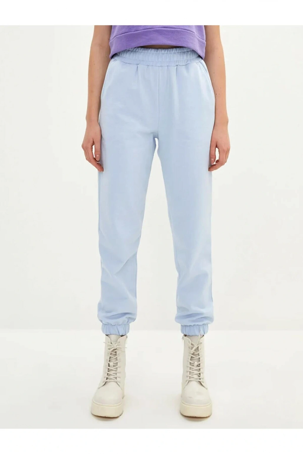 LCW Vision Mavi Beli Lastikli Düz Cep Detaylı Kadın Jogger Eşofman Altı