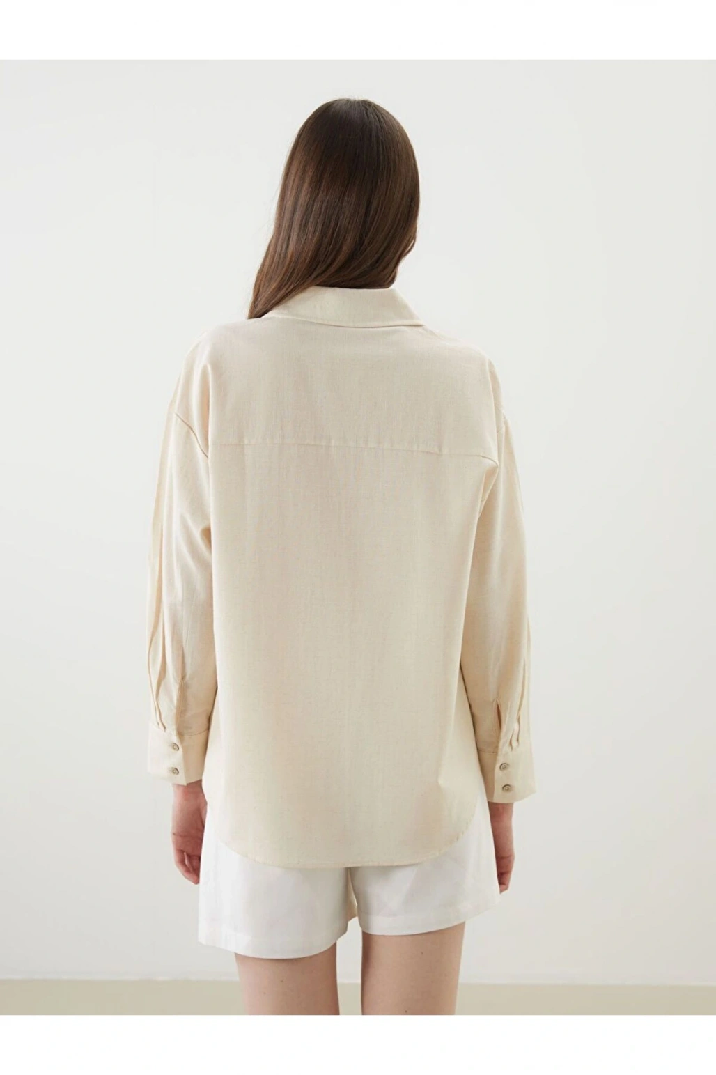 LCW Vision Oversize Keten Karışımlı Kadın Gömlek