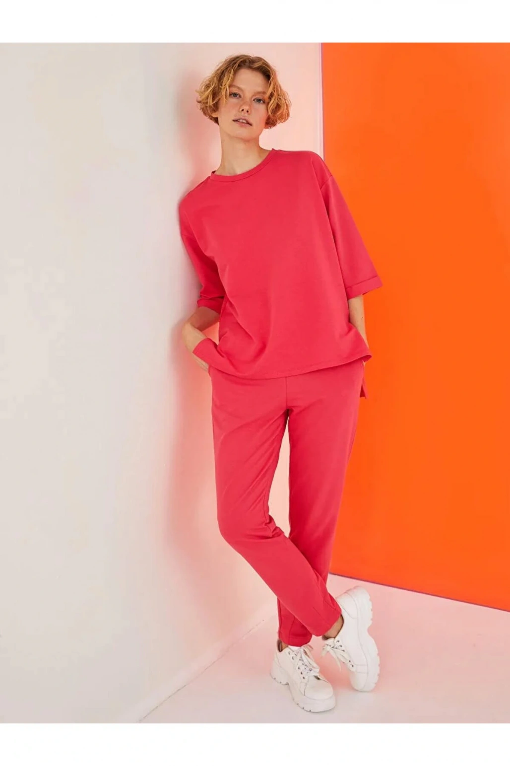 LCW Vision Pembe Beli Lastikli Düz Cep Detaylı Kadın Eşofman Altı