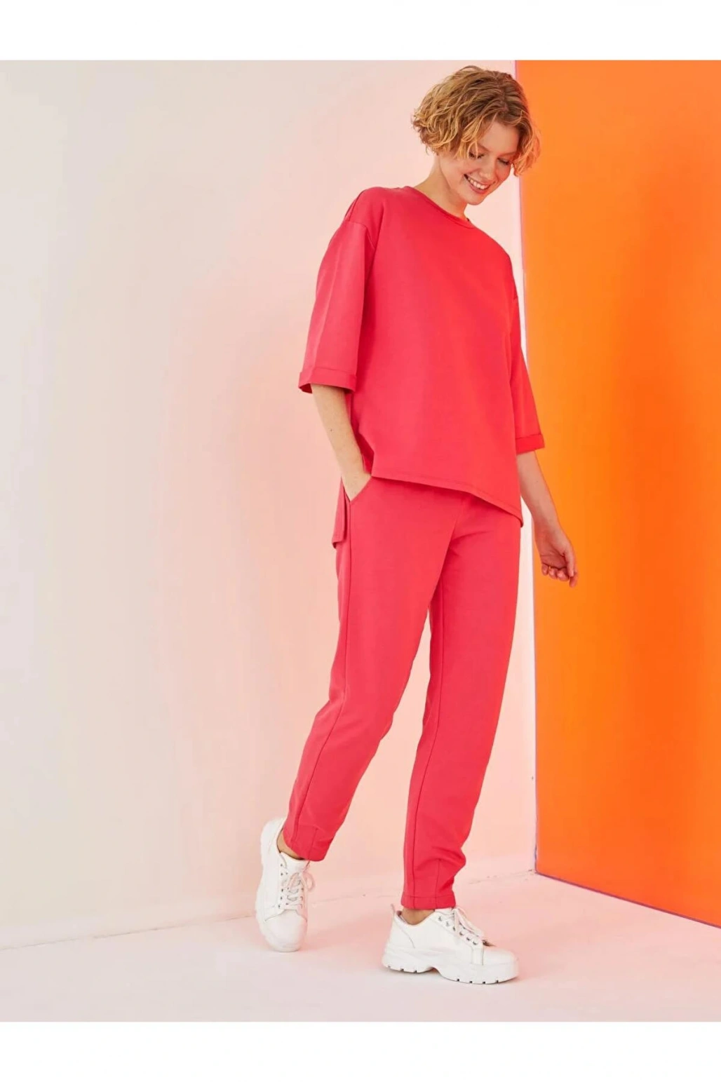 LCW Vision Pembe Beli Lastikli Düz Cep Detaylı Kadın Eşofman Altı