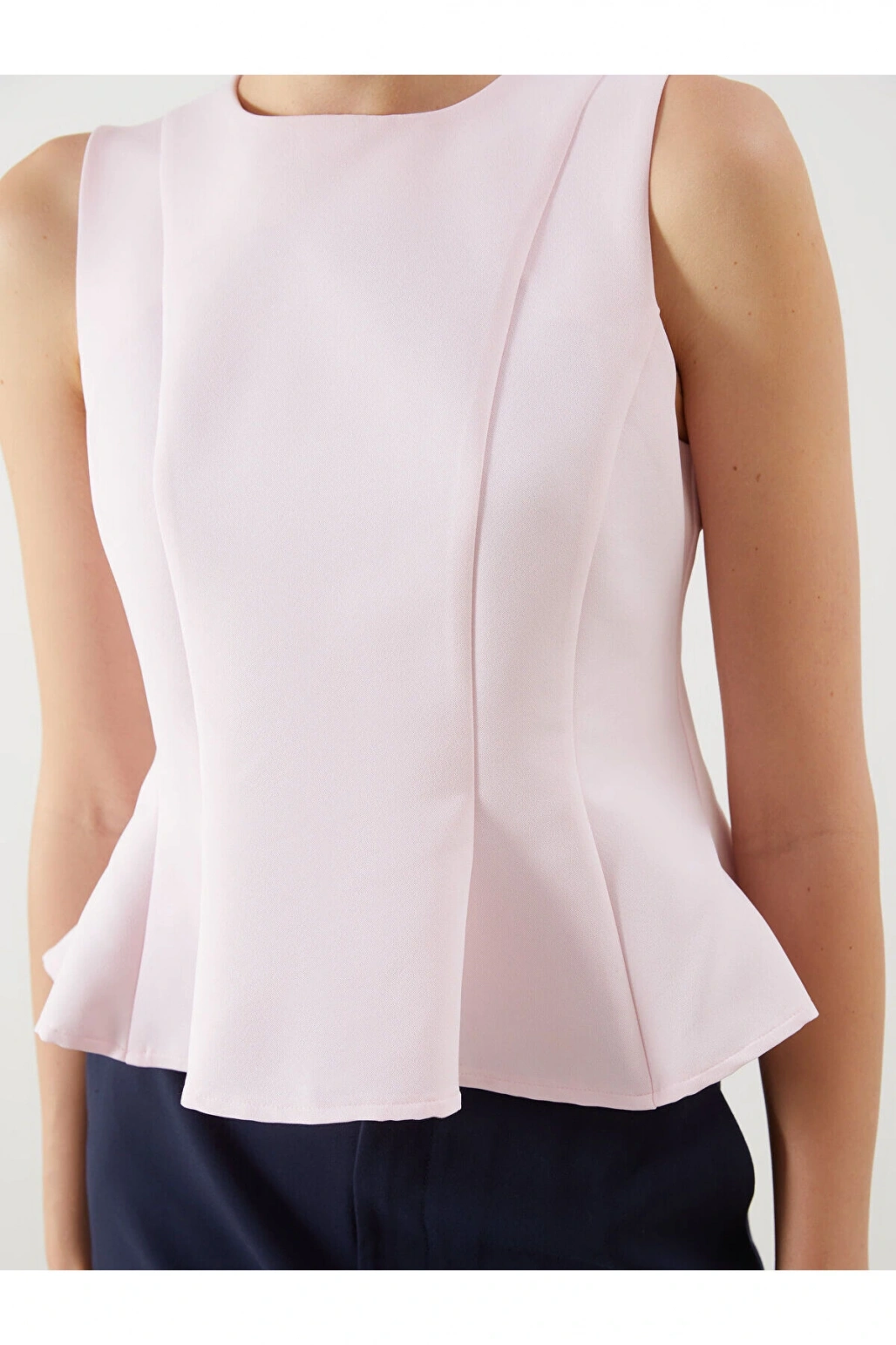 LCW Vision Pembe Bisiklet Yaka Peplum Bluz