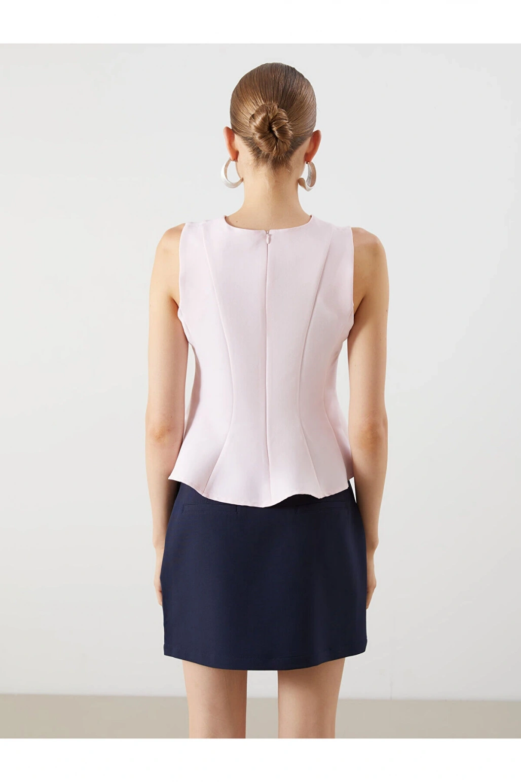 LCW Vision Pembe Bisiklet Yaka Peplum Bluz