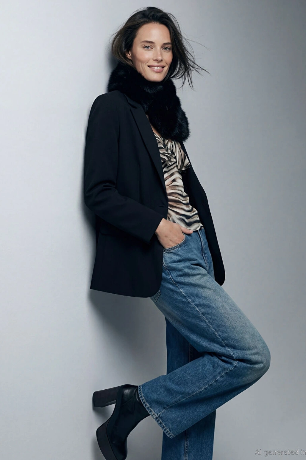 LCW Vision Siyah Krep Kadın Blazer Ceket