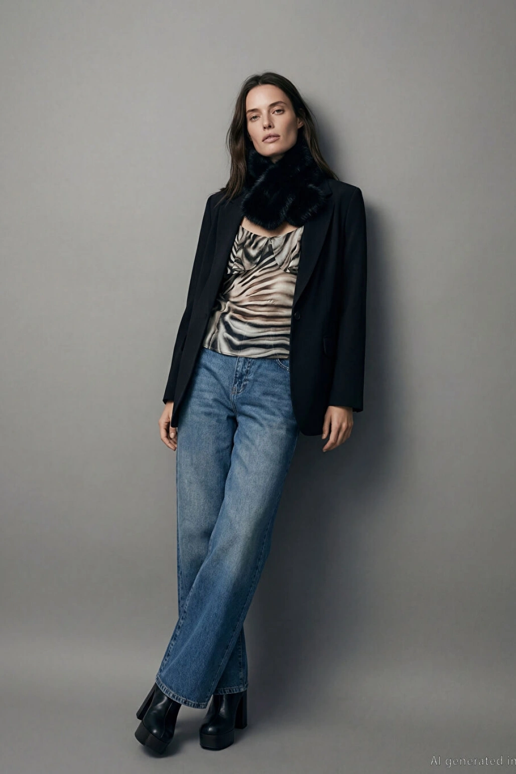 LCW Vision Siyah Krep Kadın Blazer Ceket