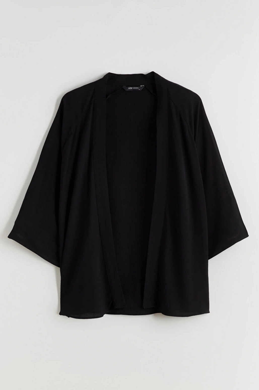 LCW Vision Siyah Şal Yaka Oversize Kadın Kimono