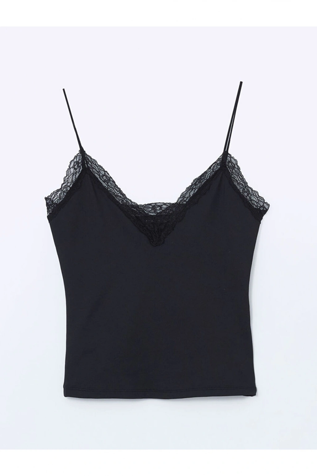 LCW Vision V Yaka Dantel Detaylı Crop Kadın Bluz