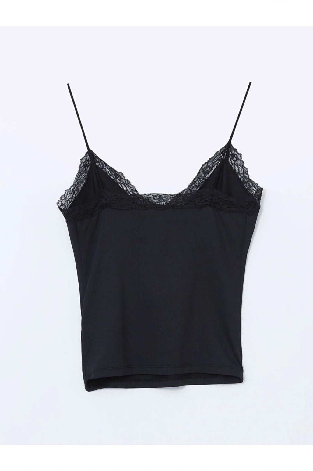 LCW Vision V Yaka Dantel Detaylı Crop Kadın Bluz