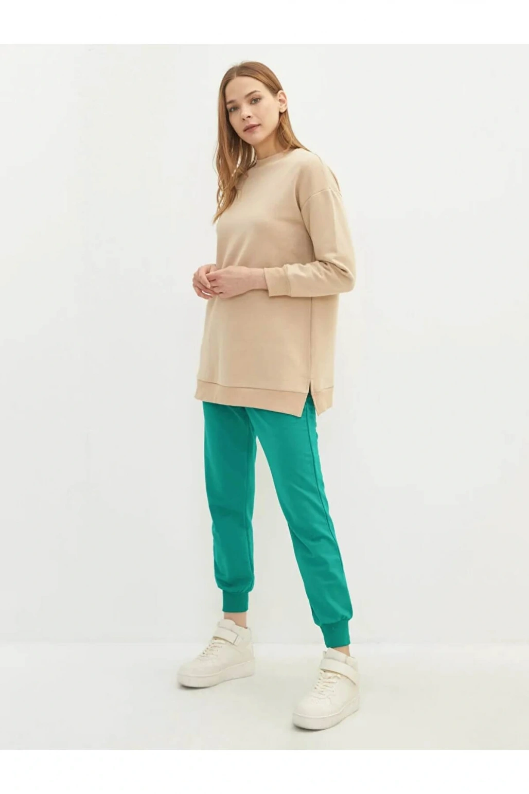 LCW Vision Yeşil Beli Lastikli Düz Cep Detaylı Kadın Jogger Eşofman Altı