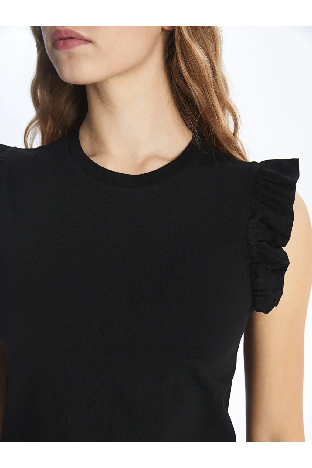 LCW Vision Bisiklet Yaka Düz Kısa Kollu Kadın Tişört