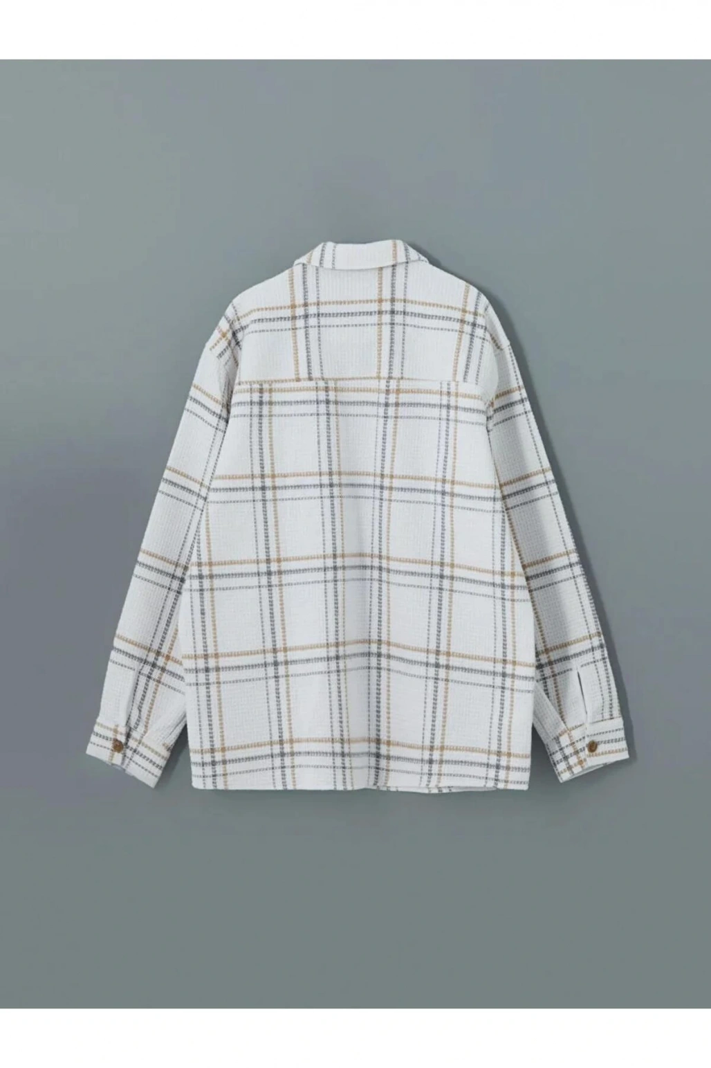 LCW VisionEkru Regular Fit Uzun Kollu Ekose Erkek Gömlek Ceket