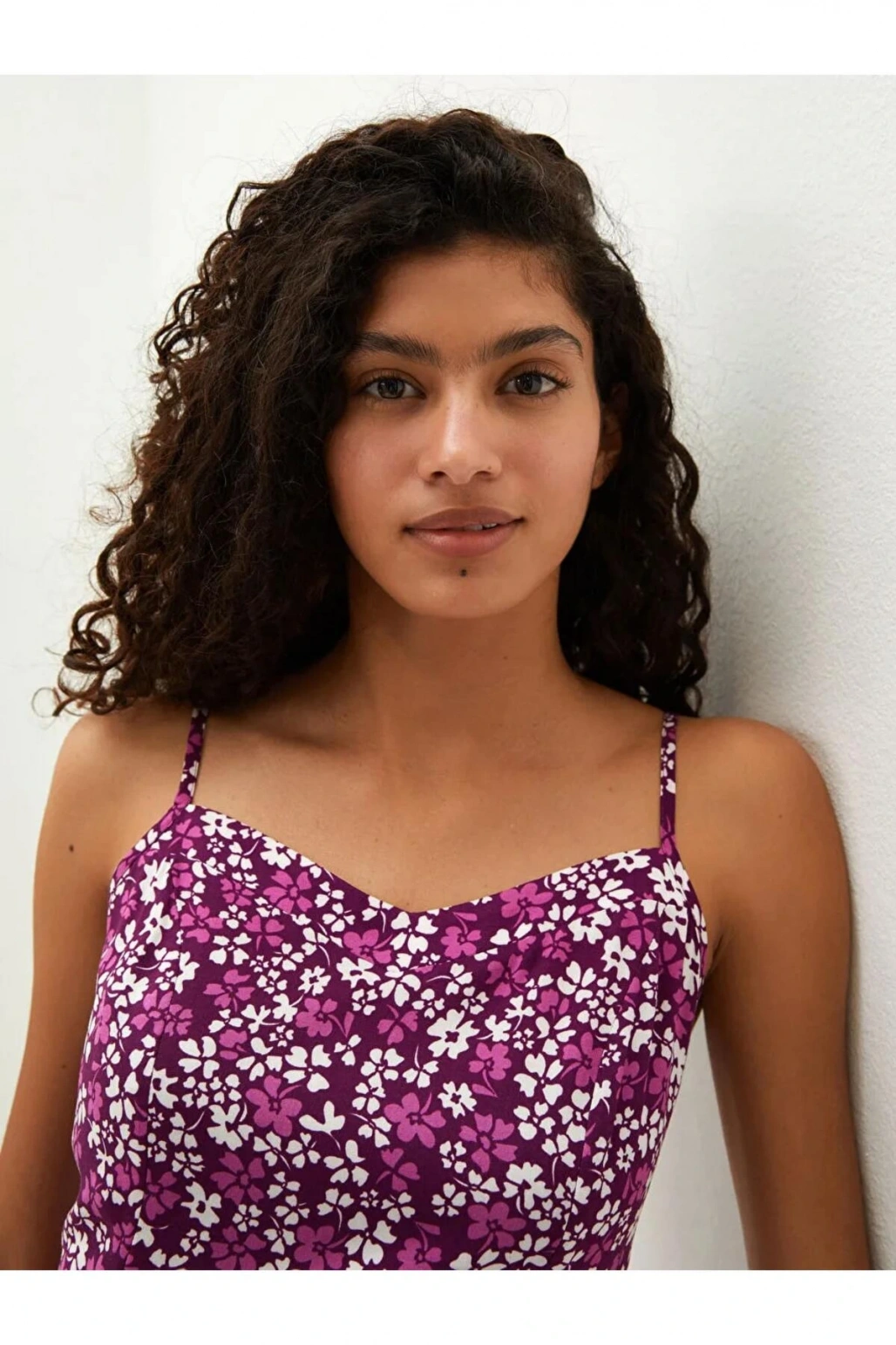 LCW VisionMor Askılı Desenli Viskon Kadın Elbise