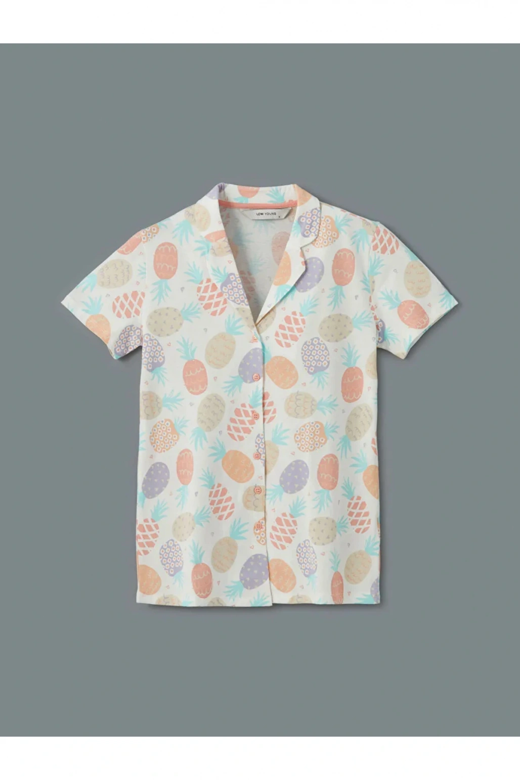 LCW Young Ekru Gömlek Yaka Desenli Kadın Pijama Takımı