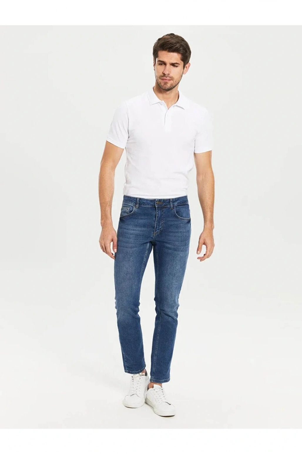 LCWAIKIKI Basic Beyaz Polo Yaka Kısa Kollu Basic Pike Tişört