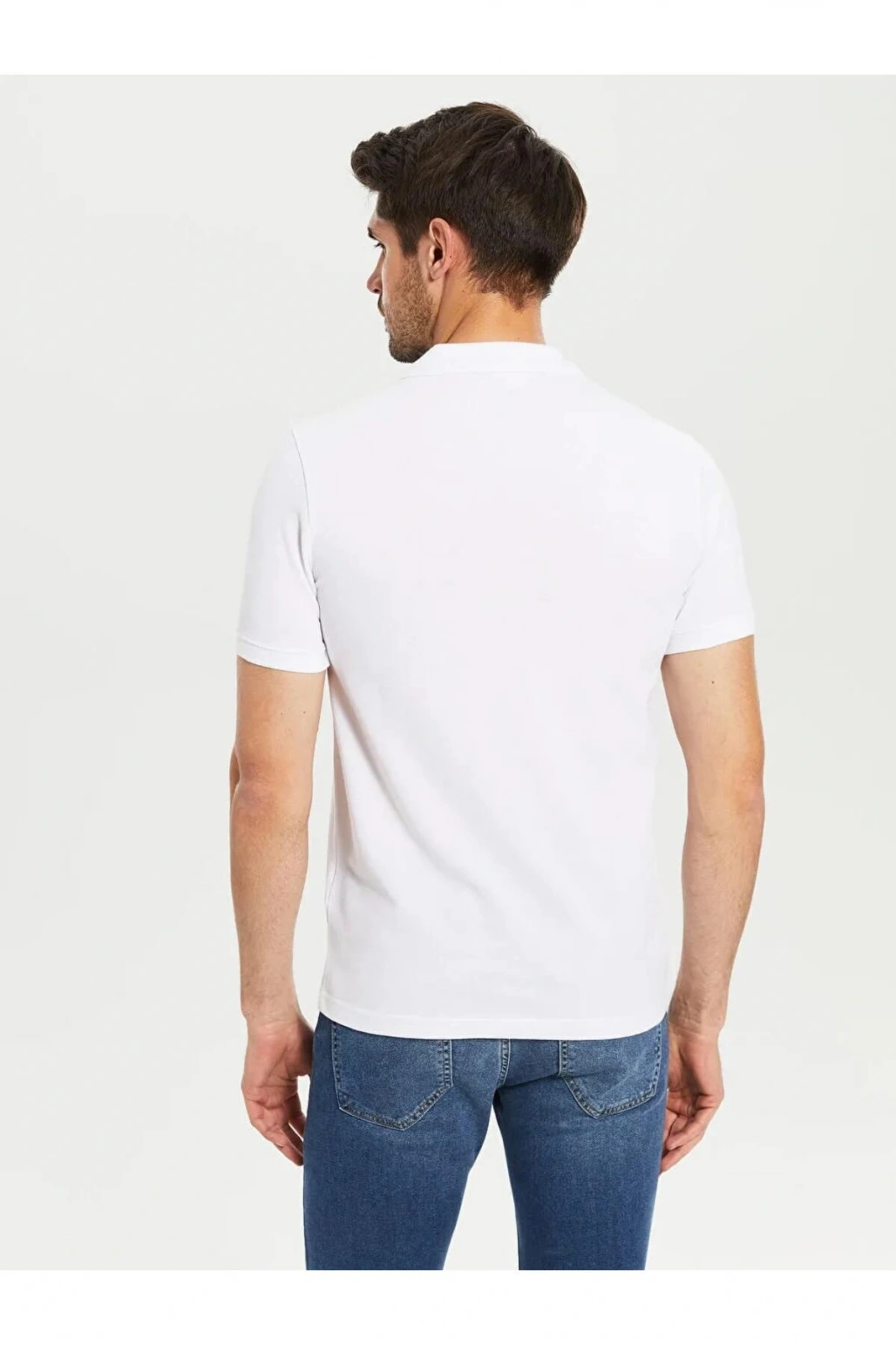 LCWAIKIKI Basic Beyaz Polo Yaka Kısa Kollu Basic Pike Tişört