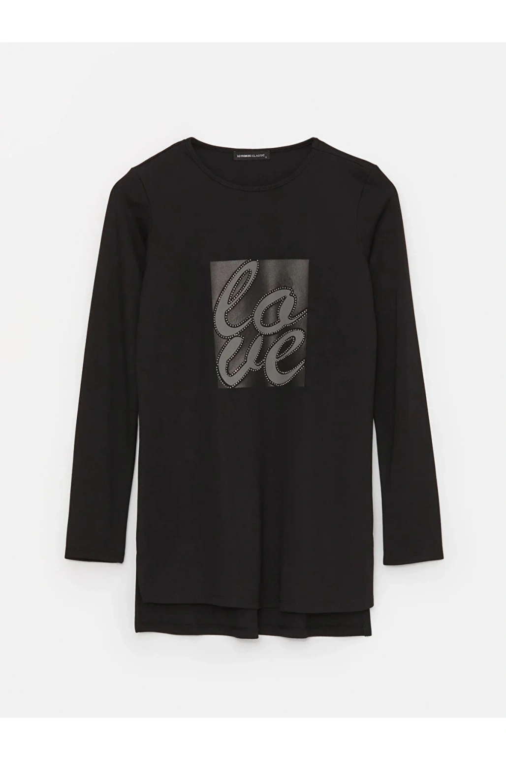 LCWAIKIKI Basic Bisiklet Yaka Baskılı Uzun Kollu Kadın Bluz