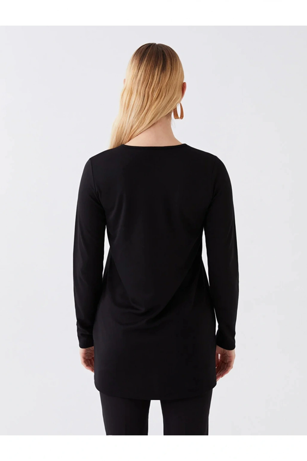 LCWAIKIKI Basic Bisiklet Yaka Baskılı Uzun Kollu Kadın Bluz