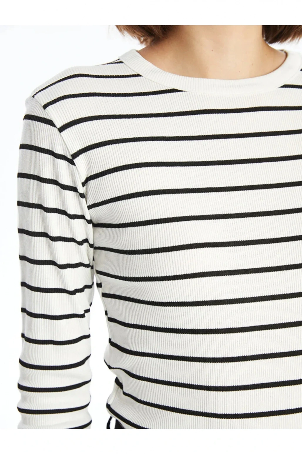 LCWAIKIKI Basic Bisiklet Yaka Çizgili Kadın Body