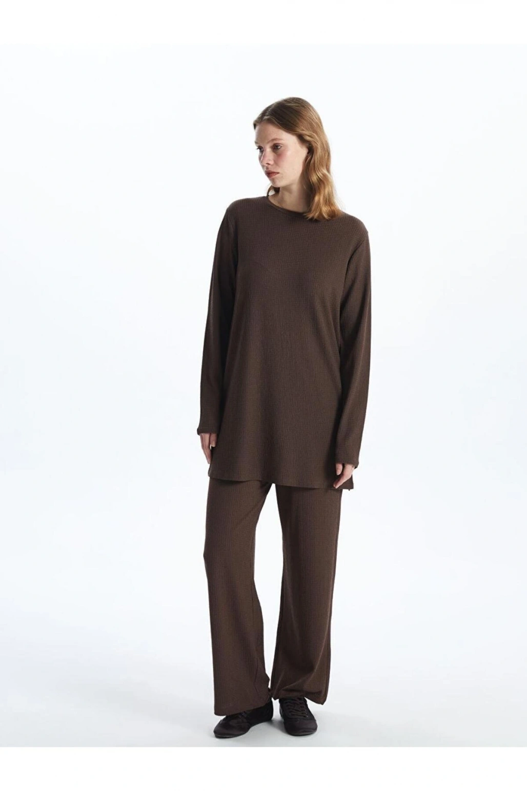 LCWAIKIKI Basic Bisiklet Yaka Dokulu Kadın Tunik