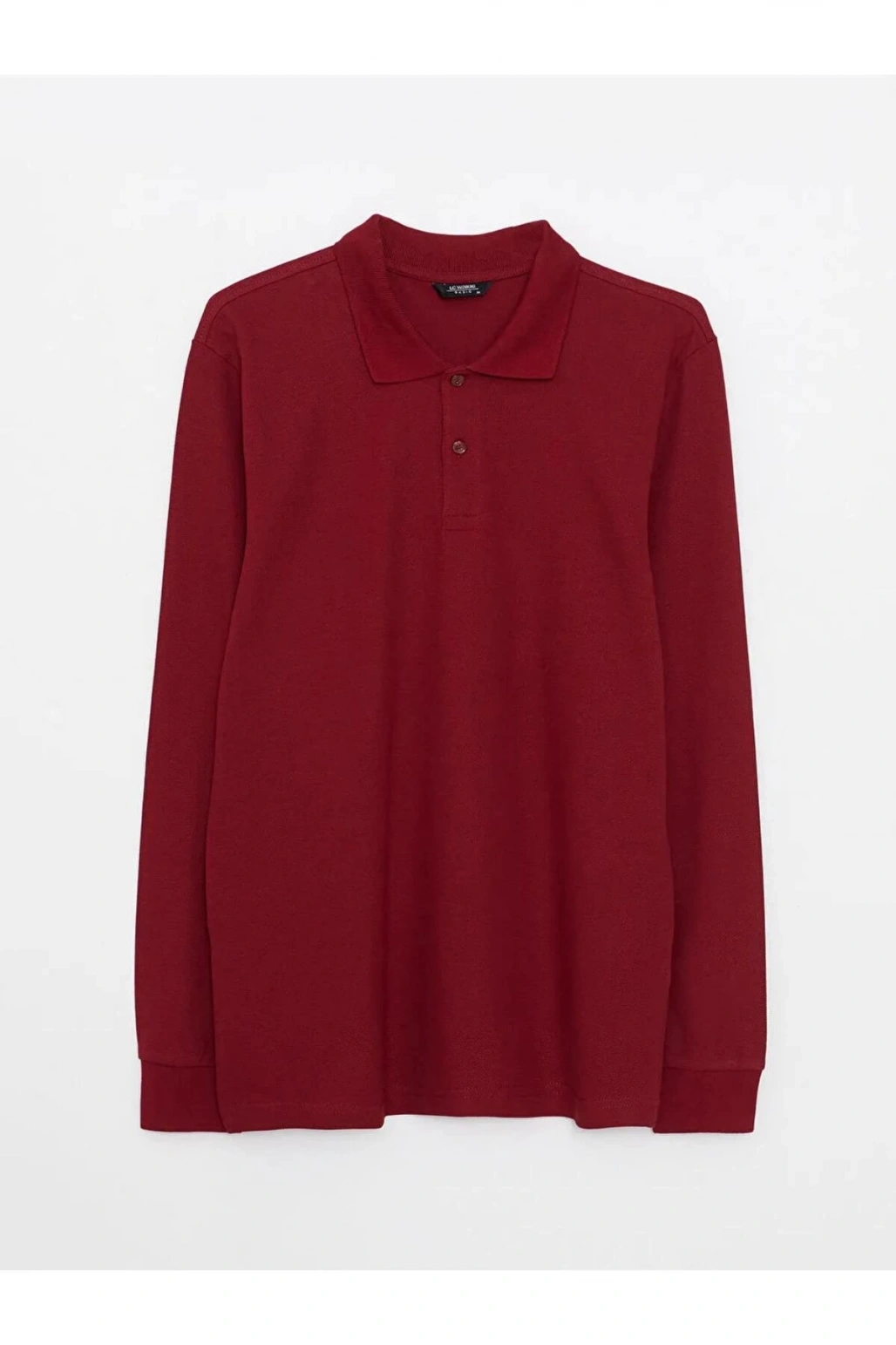 LCWAIKIKI Basic Bordo Polo Yaka Uzun Kollu Pike Erkek Tişört