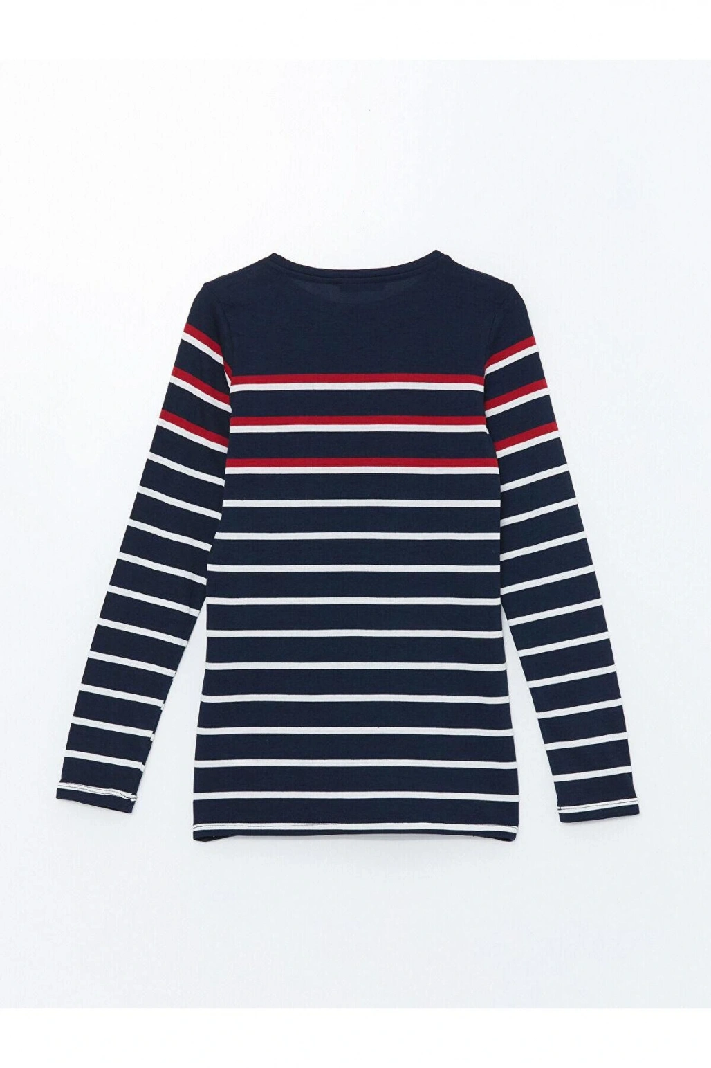 LCWAIKIKI Basic Çizgili Bisiklet Yaka Çizgili Kadın Tişört (W4)