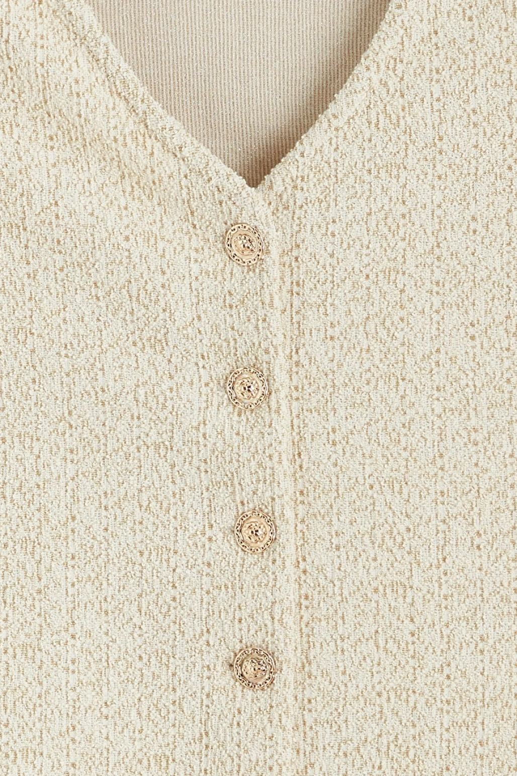 LCWAIKIKI Basic Ekru V Yaka Ekose Kadın Yelek