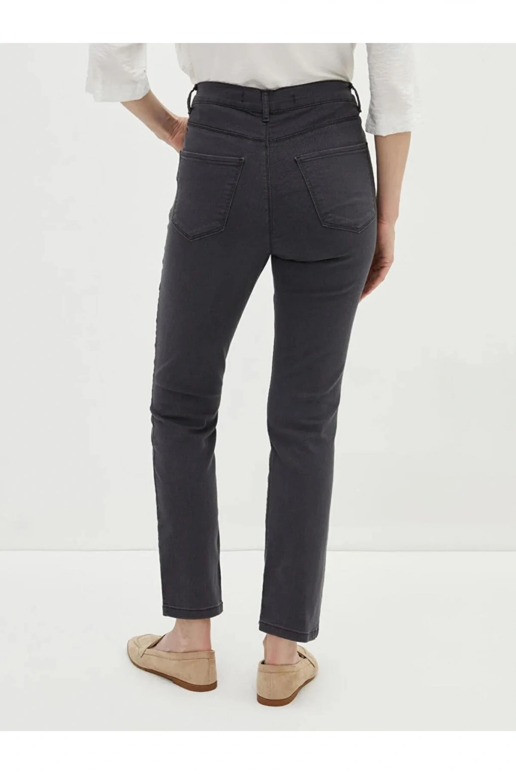 LCWAIKIKI Basic Gri Mercury Skinny Fit Cep Detaylı Kadın Jean Pantolon