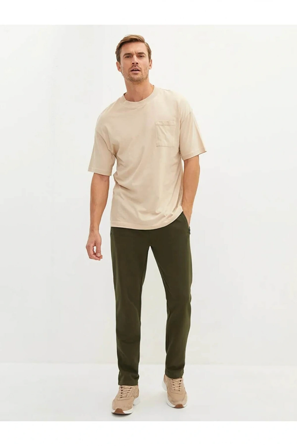 LCWAIKIKI Basic Haki Standart Kalıp Erkek Kalın Eşofman Altı