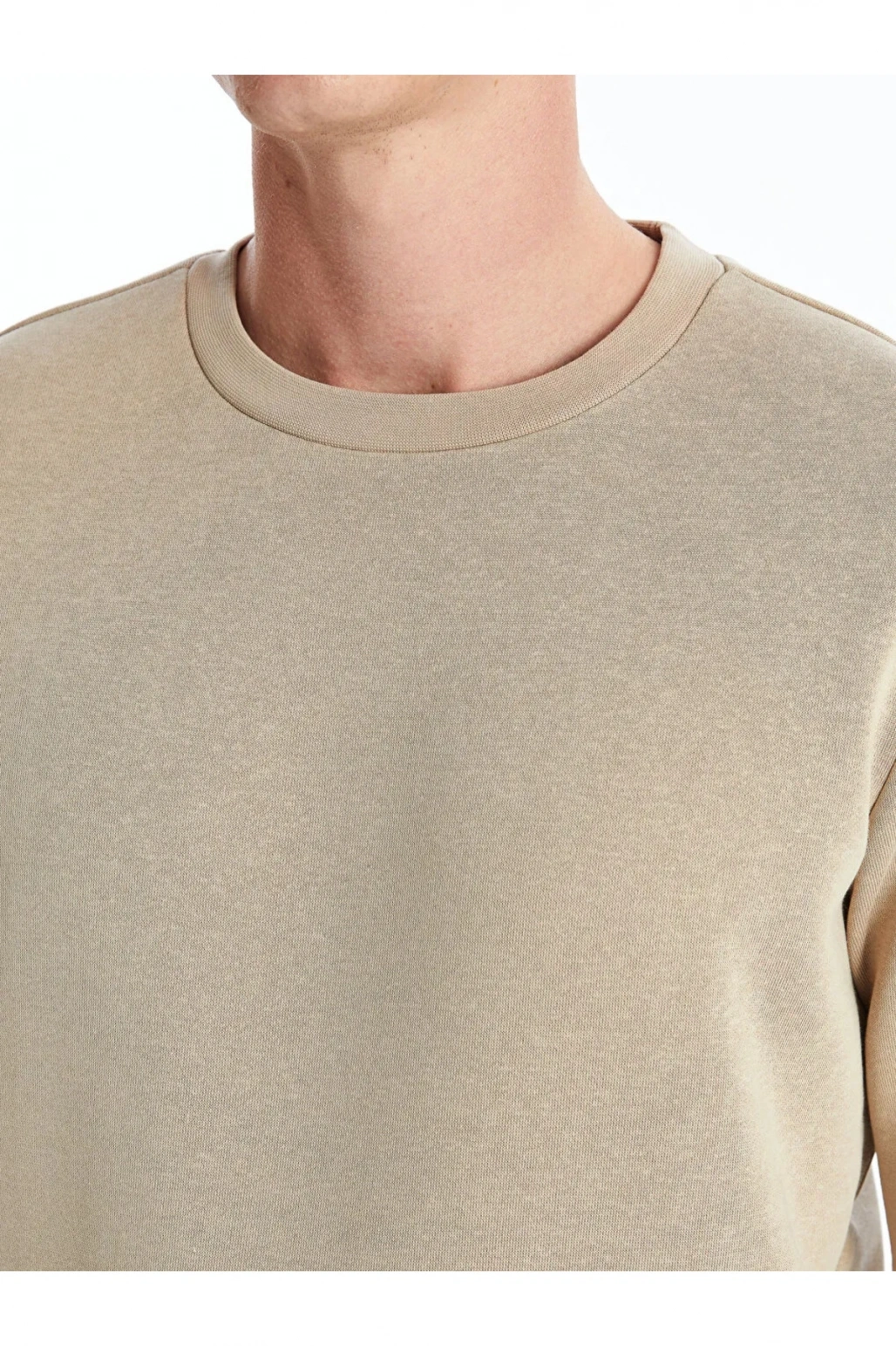 LCWAIKIKI Basic İndigo Bisiklet Yaka Uzun Kollu Erkek Sweatshirt