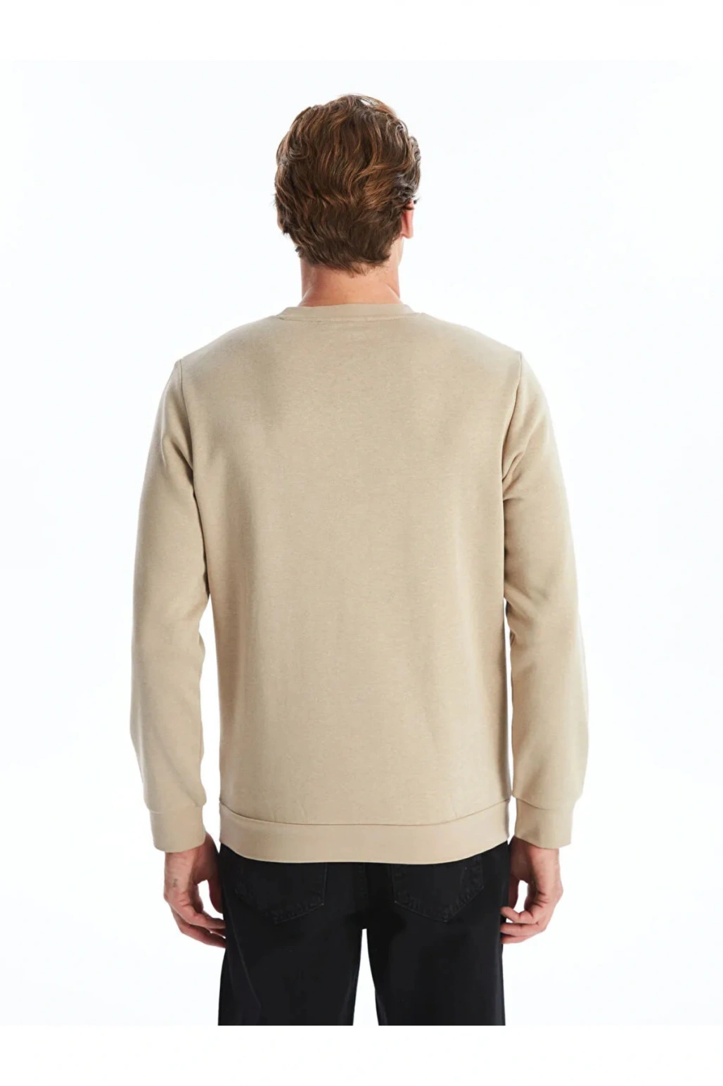 LCWAIKIKI Basic İndigo Bisiklet Yaka Uzun Kollu Erkek Sweatshirt