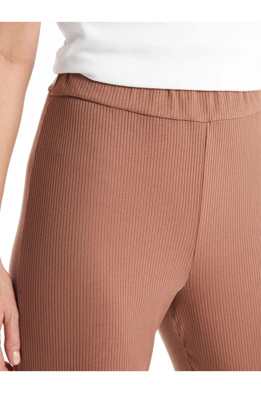 LCWAIKIKI Basic Kahverengi Kadın Beli Lastikli Düz Pantolon