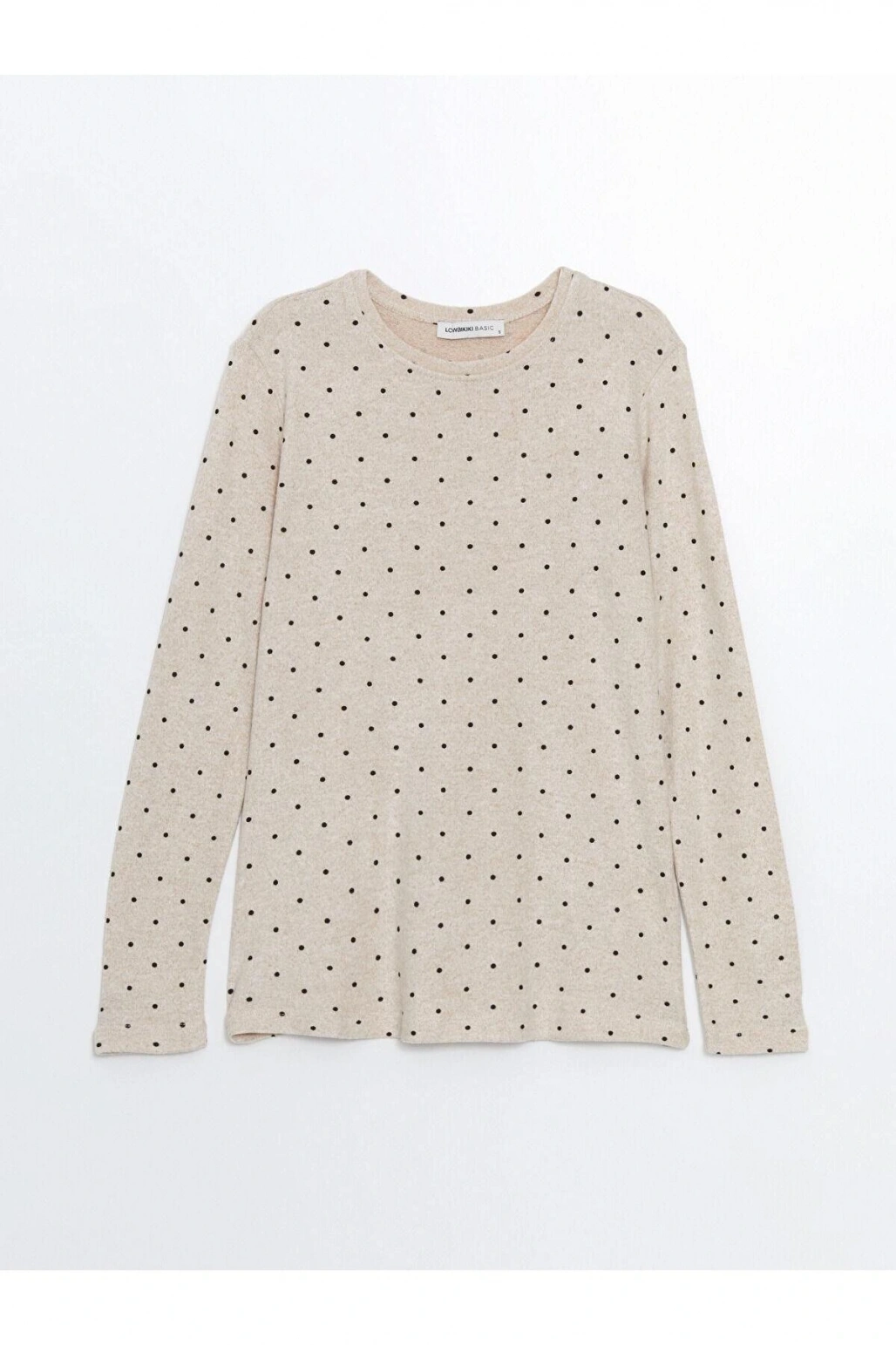 LCWAIKIKI Classic Baskılı Bisiklet Yaka Puantiyeli Kadın Tişört