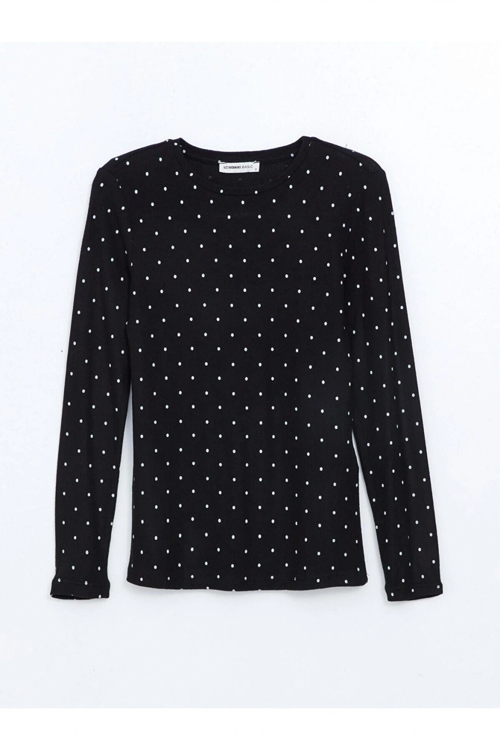 LCWAIKIKI Classic Baskılı Bisiklet Yaka Puantiyeli Kadın Tişört