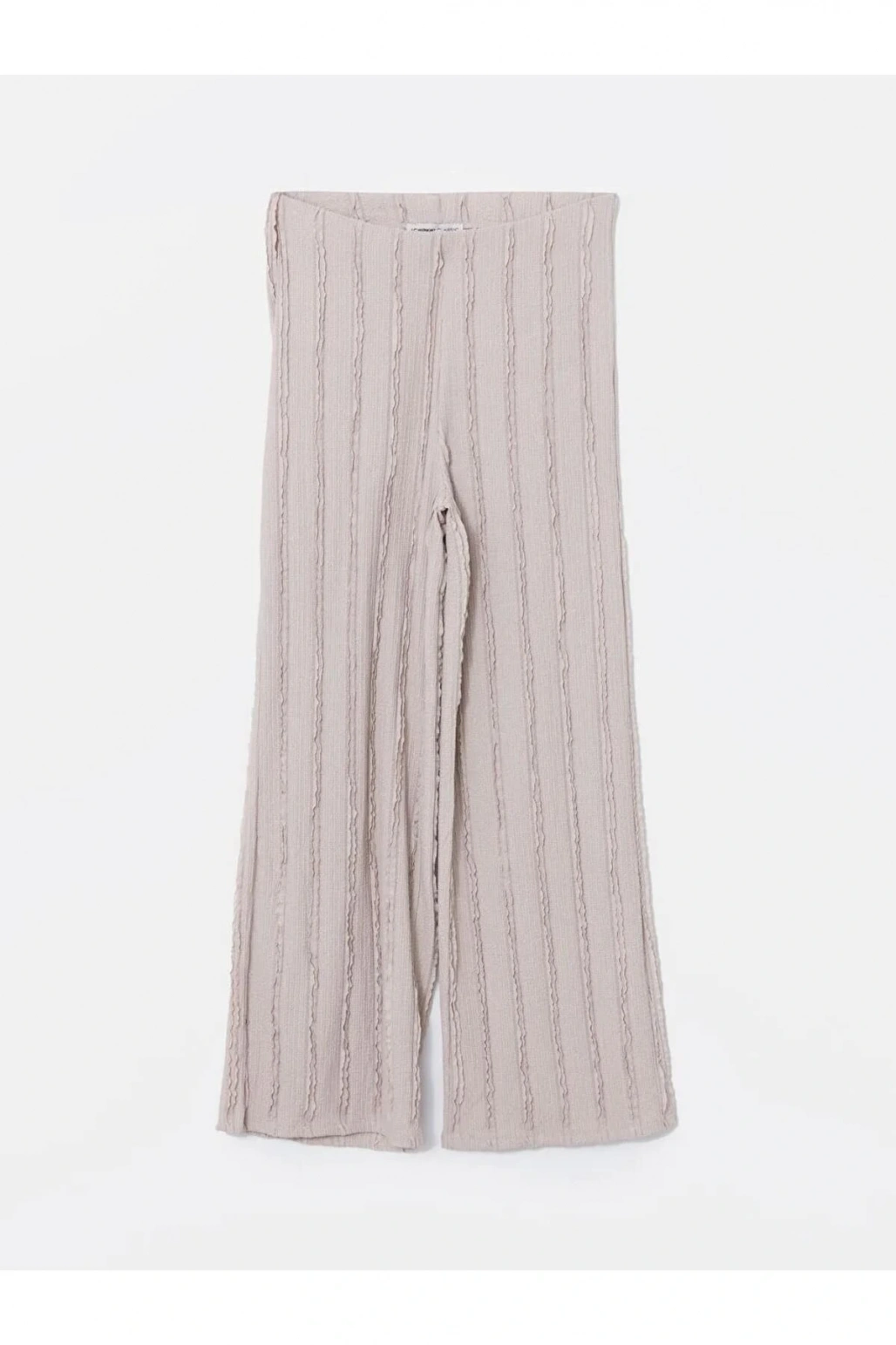 LCWAIKIKI Classic BEJ Beli Lastikli Dokulu Geniş Paça Kadın Pantolon