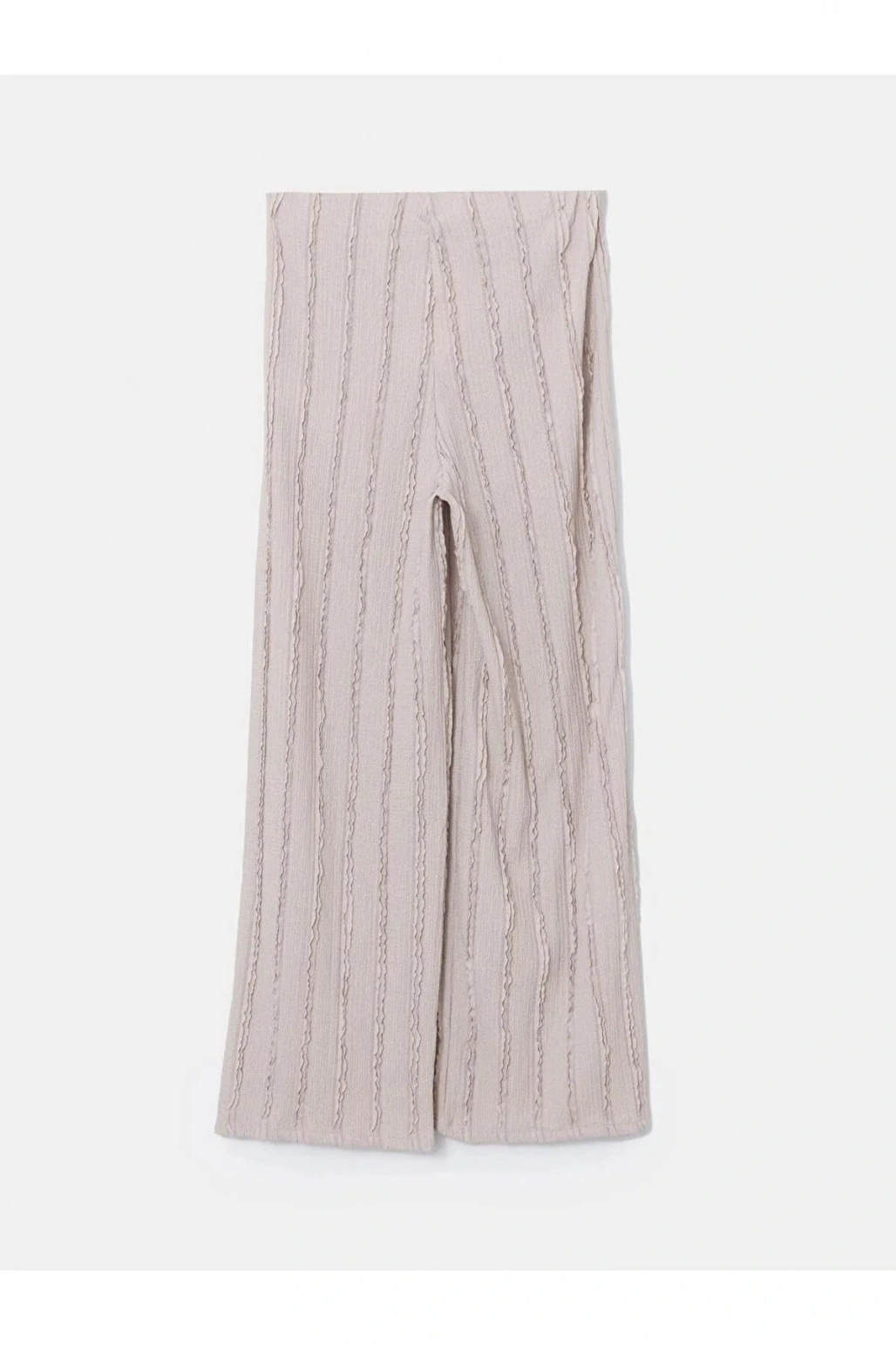 LCWAIKIKI Classic BEJ Beli Lastikli Dokulu Geniş Paça Kadın Pantolon