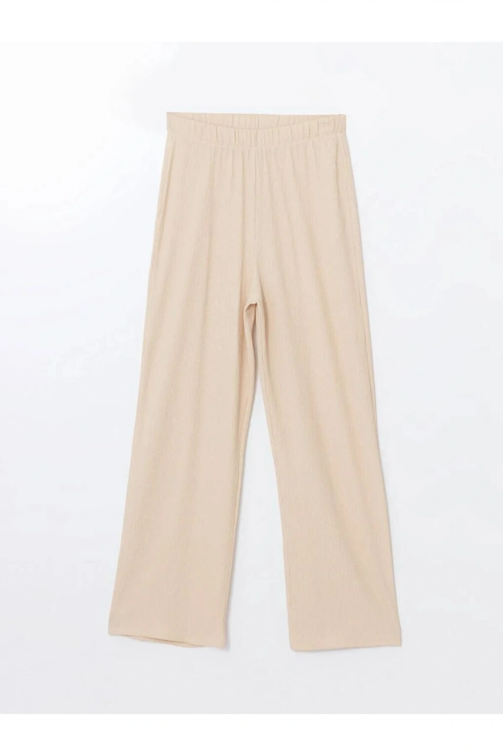 LCWAIKIKI Classic Bej Beli Lastikli Dokulu Kadın Pantolon