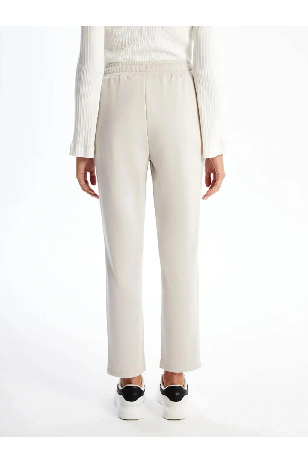 LCWAIKIKI Classic bej Beli Lastikli Kadın Eşofman Altı