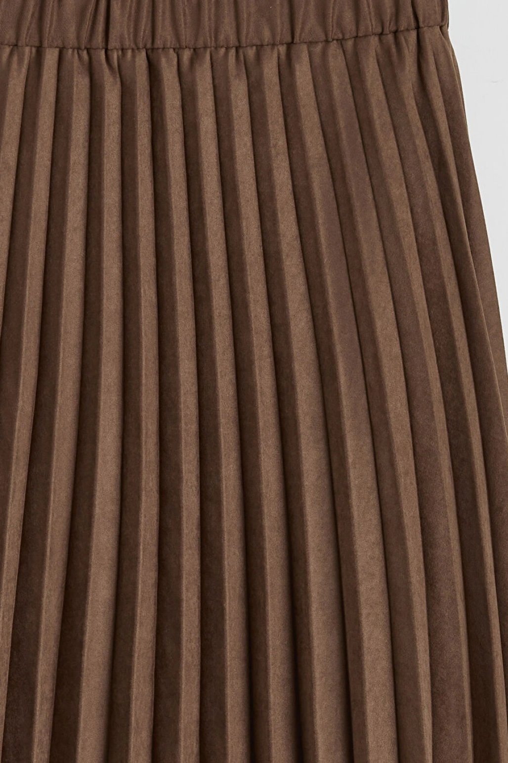 LCWAIKIKI Classic Bej Beli Lastikli Süet Görünümlü Pileli Etek