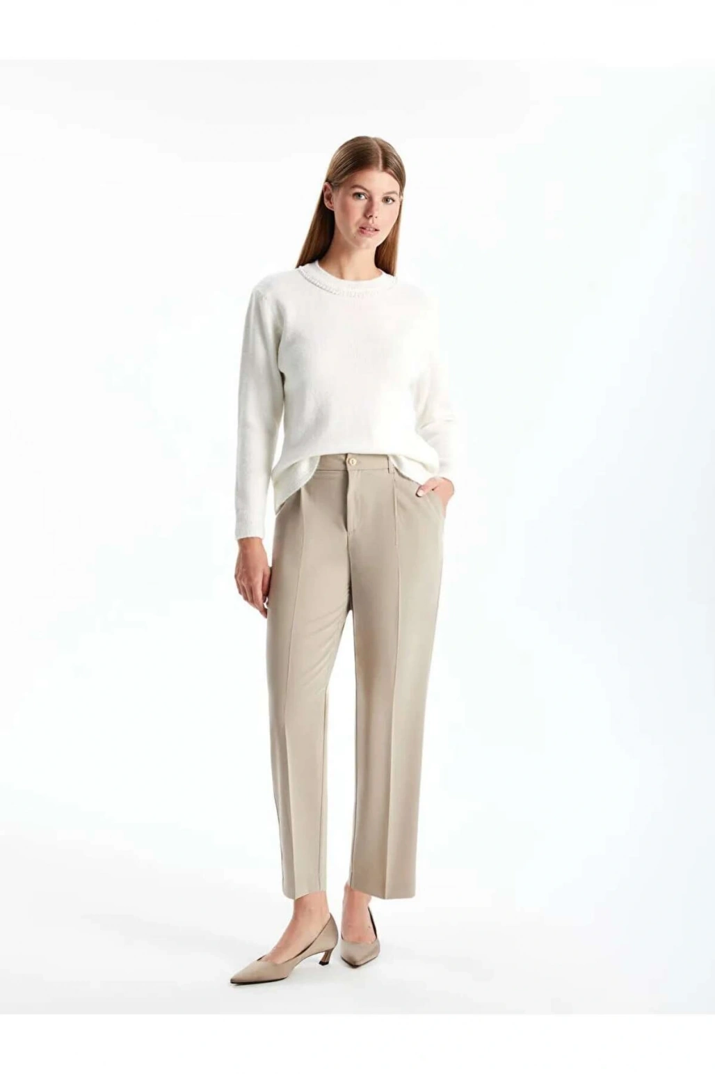 LCWAIKIKI Classic Bej Loose Fit Kadın Pantolon