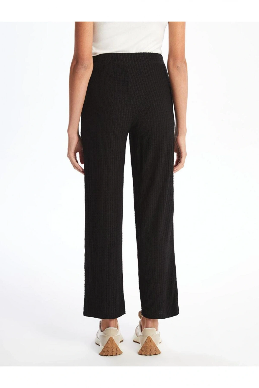 LCWAIKIKI Classic Beli Lastikli Dokulu Kadın Pantolon