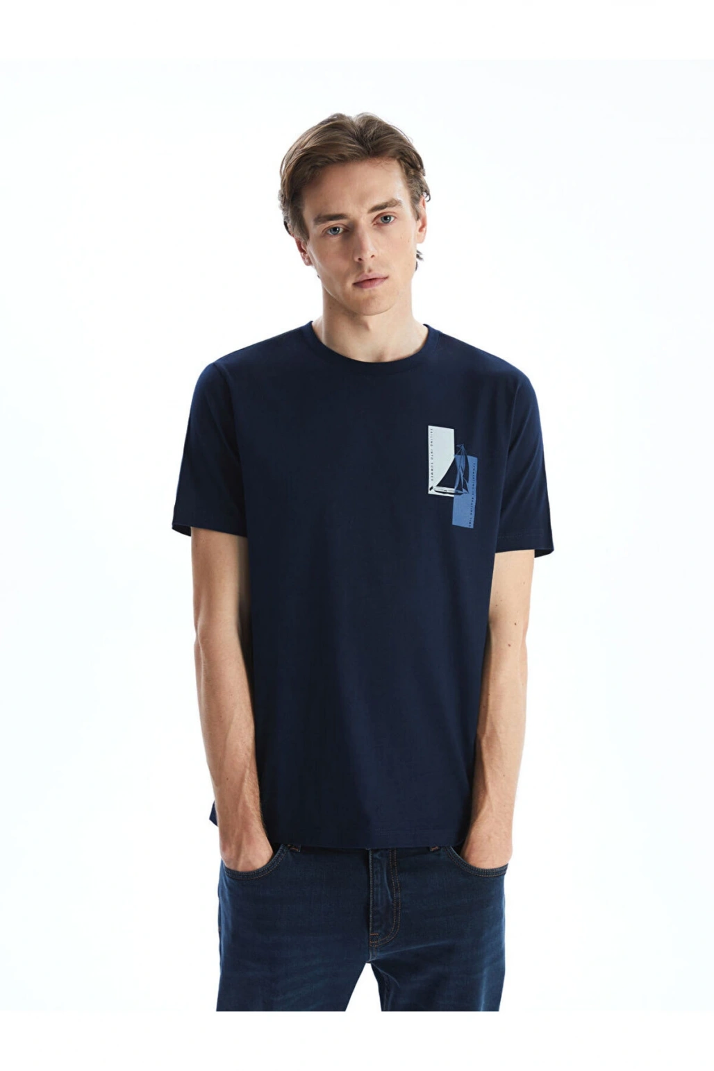 LCWAIKIKI Classic Bisiklet Yaka Kısa Kollu Baskılı Penye Erkek Tişört