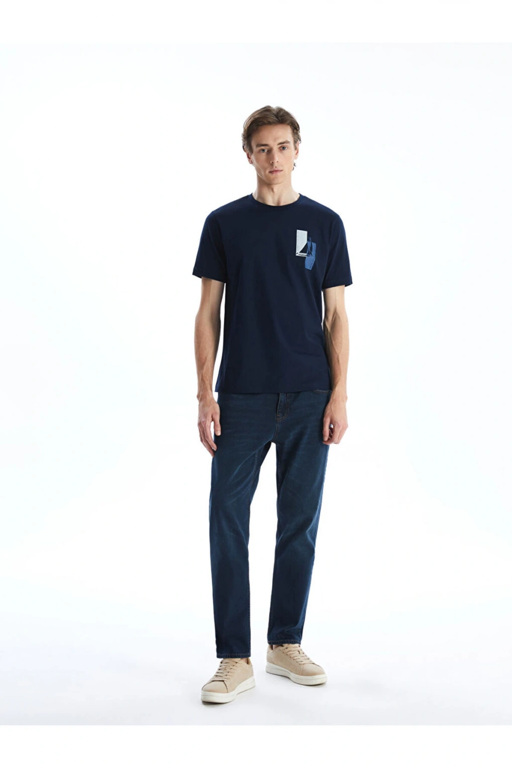 LCWAIKIKI Classic Bisiklet Yaka Kısa Kollu Baskılı Penye Erkek Tişört