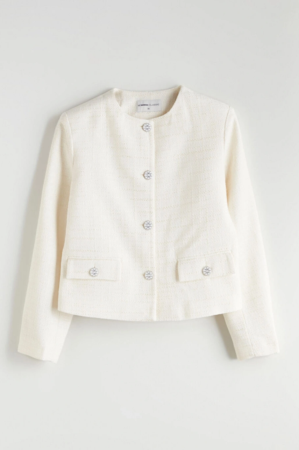 LCWAIKIKI Classic Ekru Bisiklet Yaka Kadın Ceket