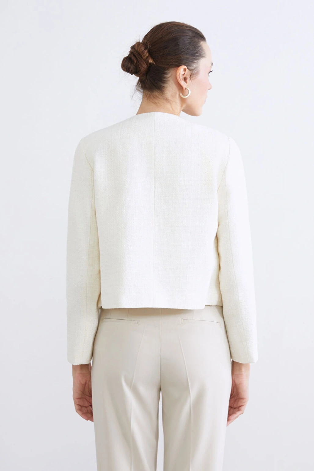 LCWAIKIKI Classic Ekru Bisiklet Yaka Kadın Ceket