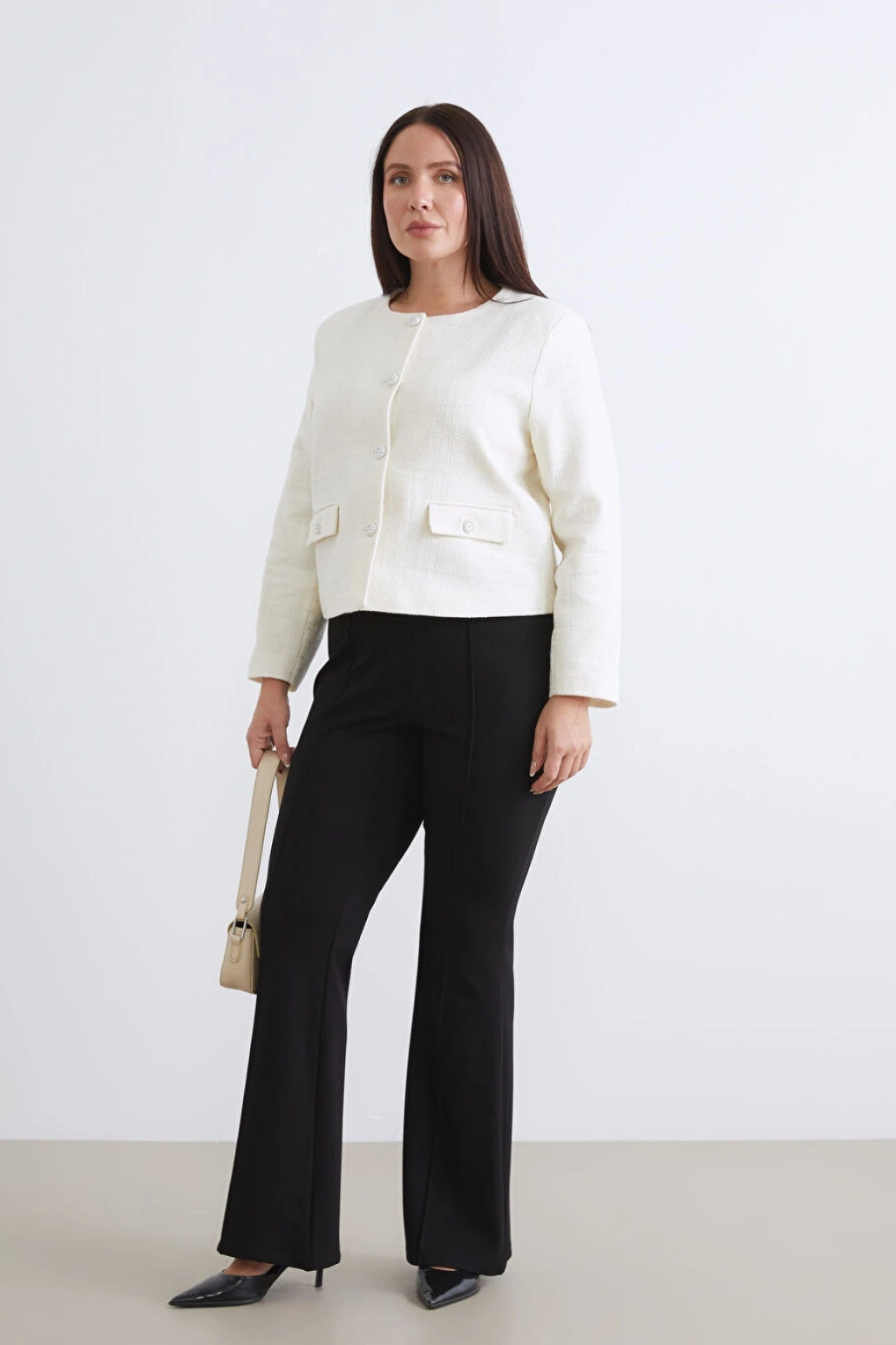 LCWAIKIKI Classic Ekru Bisiklet Yaka Kadın Ceket