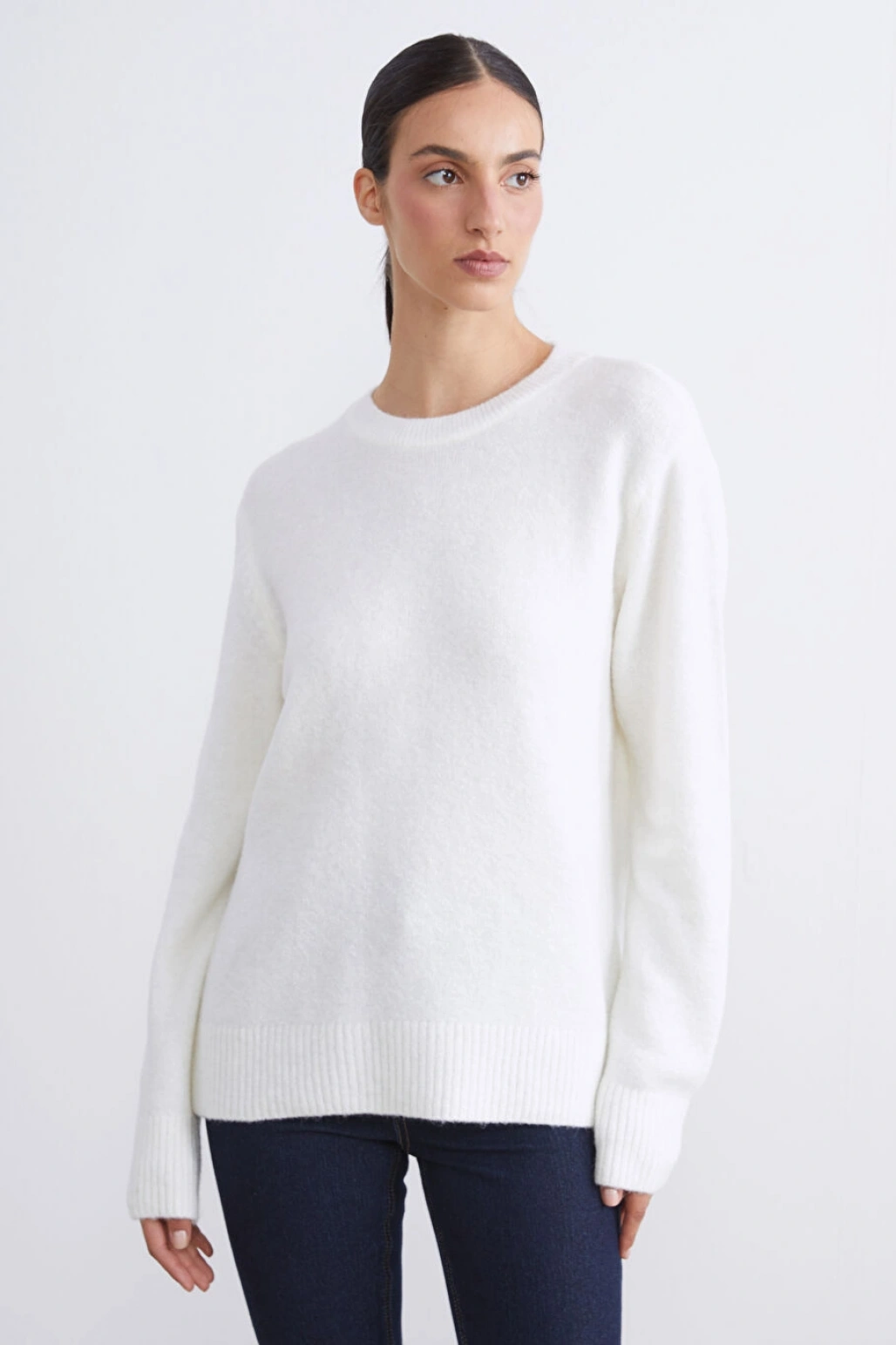 LCWAIKIKI Classic Ekru Bisiklet Yaka Kadın Triko Kazak