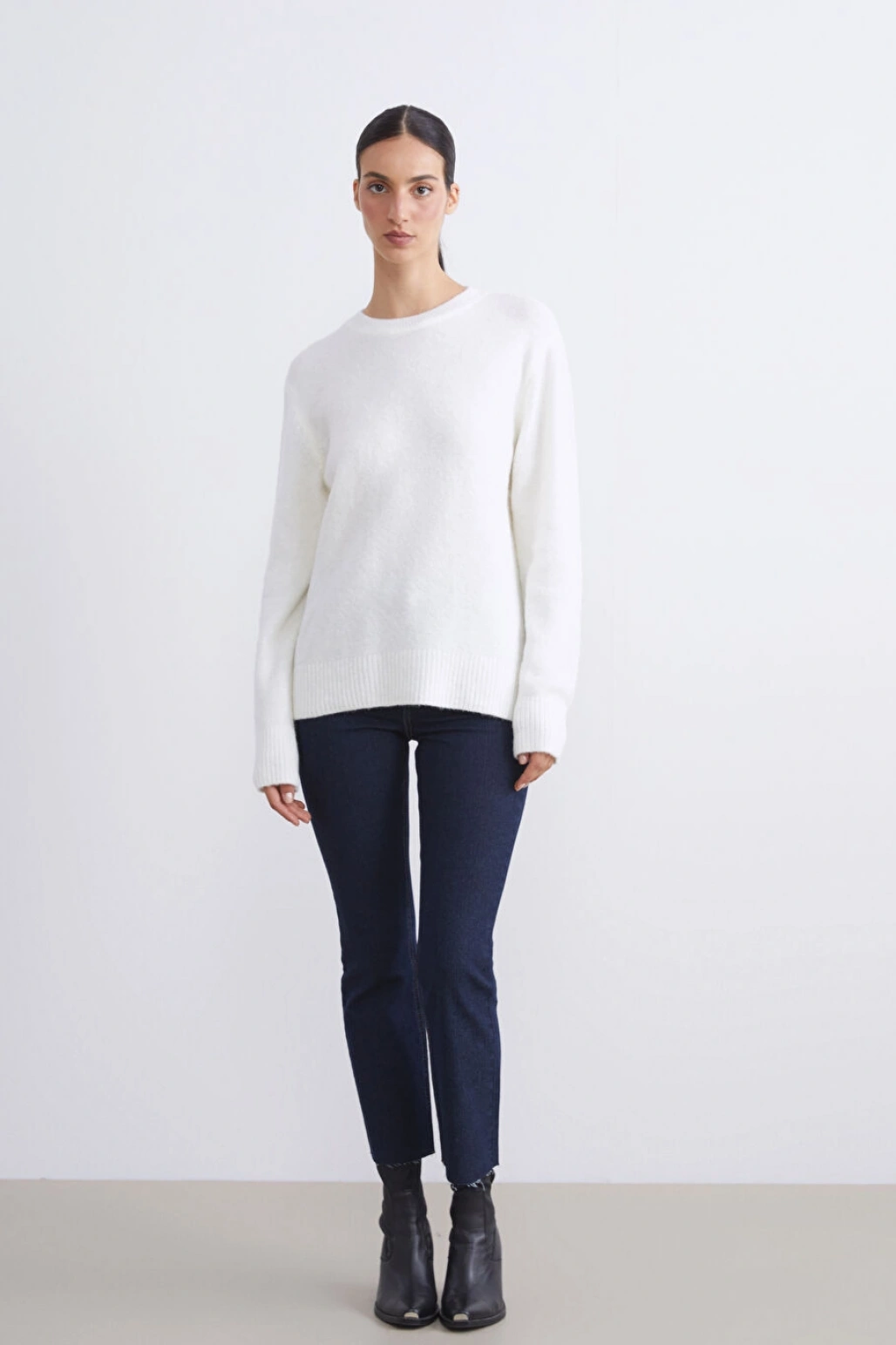 LCWAIKIKI Classic Ekru Bisiklet Yaka Kadın Triko Kazak